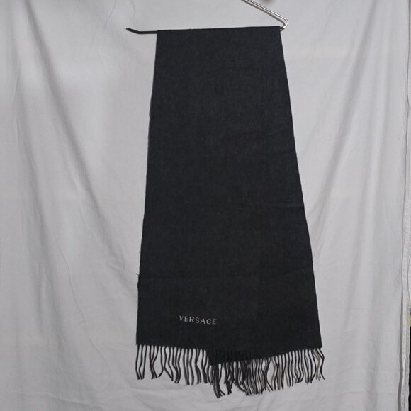 VERSACE Wool / Cashmere Scarf - Charcoal - 11 1/2" x 66" - Picture 1 of 3